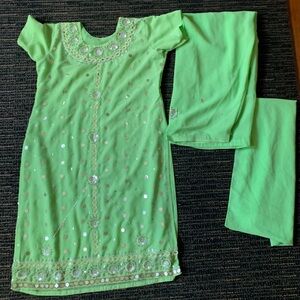 Indian Pakistani dress salwar Kameez Farshi Salwar